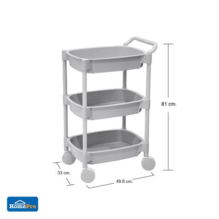 ชั้นวางของ 3 ชั้น มีล้อ STACKO 49.8x33x81 ซม. สีเทา_9