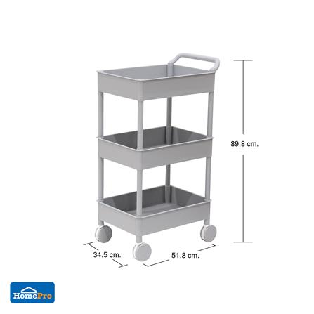 ชั้นวางของ 3 ชั้น มีล้อ STACKO 51.8x34.5x89.8 ซม. สีเทา_8