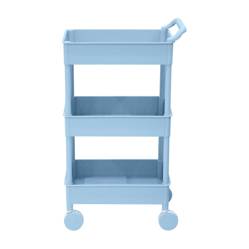 ชั้นวางของ 3 ชั้น มีล้อ STACKO 51.8x34.5x89.8 ซม. สีฟ้า