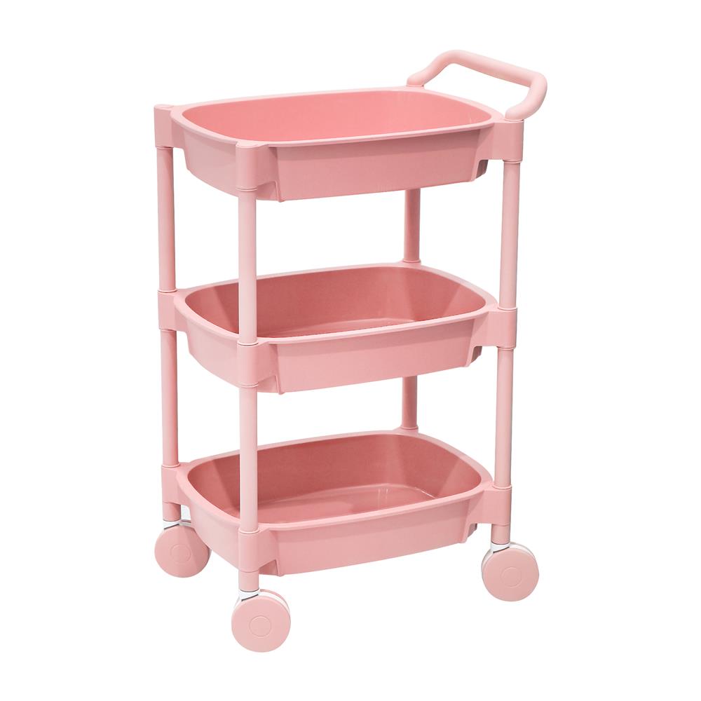ชั้นวางของ 3 ชั้น มีล้อ STACKO 49.8x33x81 ซม. สีชมพู_1