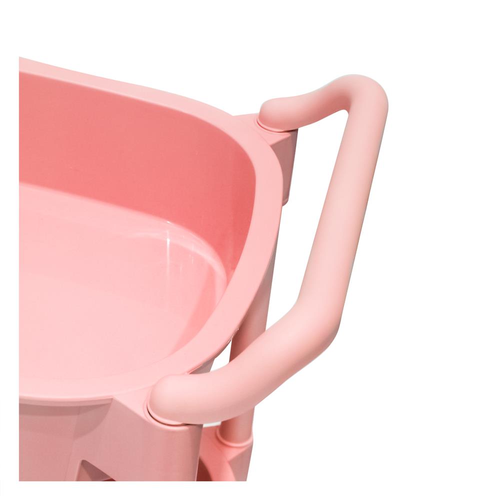 ชั้นวางของ 3 ชั้น มีล้อ STACKO 49.8x33x81 ซม. สีชมพู