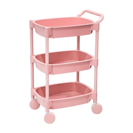 ชั้นวางของ 3 ชั้น มีล้อ STACKO 49.8x33x81 ซม. สีชมพู