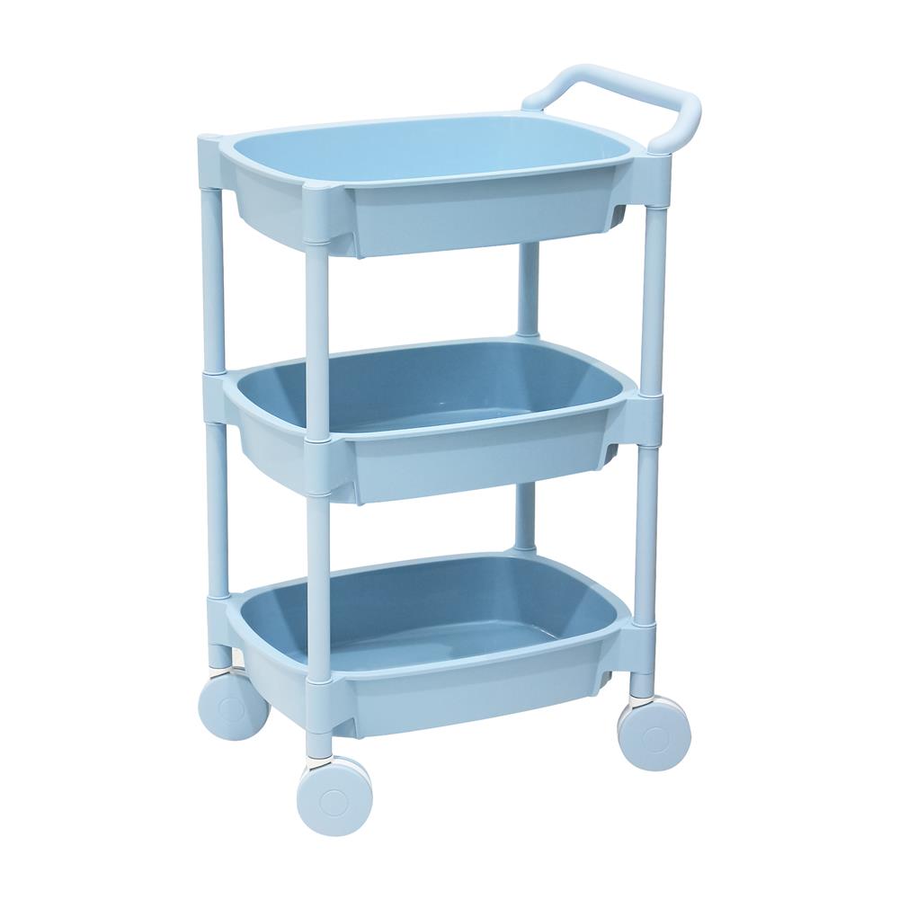 ชั้นวางของ 3 ชั้น มีล้อ STACKO 49.8x33x81 ซม. สีฟ้า_0