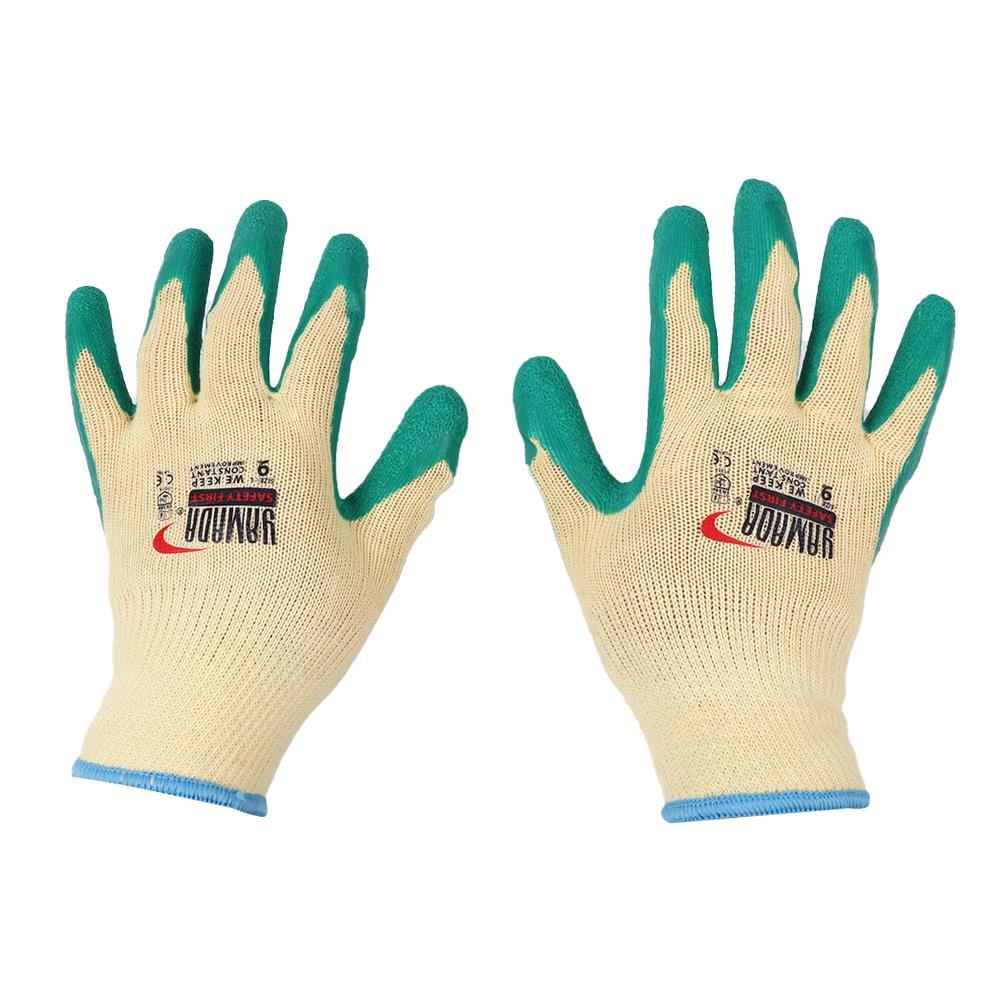 ถุงมือผ้าฝ้ายเคลือบยางธรรมชาติ YAMADA L105GR 9 นิ้ว SIZE L สีเขียว