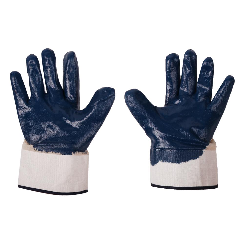 ถุงมือผ้าฝ้ายเคลือบไนไตร(ขอบเซฟตี้) YAMADA N10B 10 นิ้ว สีน้ำเงิน