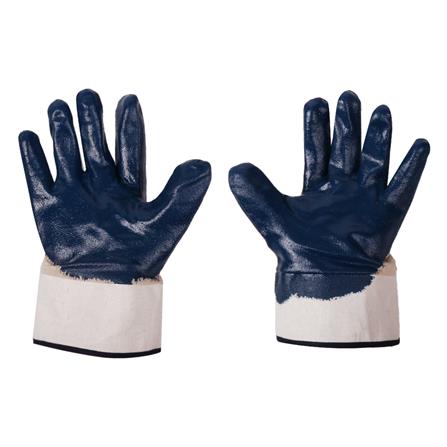 ถุงมือผ้าฝ้ายเคลือบไนไตร(ขอบเซฟตี้) YAMADA N10B 10 นิ้ว สีน้ำเงิน_1