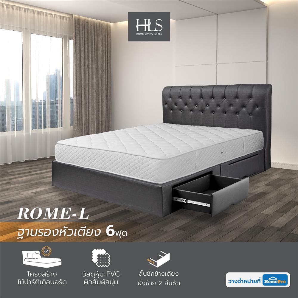 ฐานรองหัวเตียง 6 ฟุต HOME LIVING STYLE ROME-L สีดำ