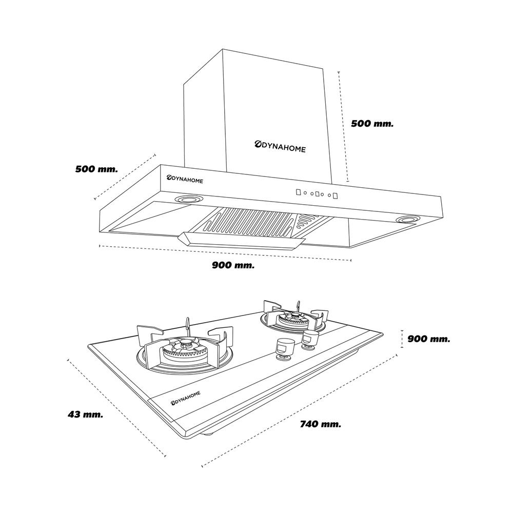 เตาฝัง+เครื่องดูดควัน DYNA HOME DH0490+DH2000G