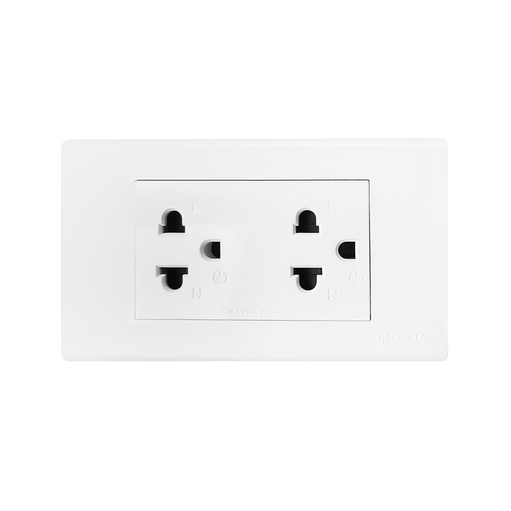 ชุดเต้ารับคู่ 3 ขากลม ELECKTA BASIC สีขาว