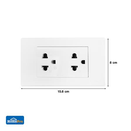 ชุดเต้ารับคู่ 3 ขากลม ELECKTA BASIC สีขาว_2