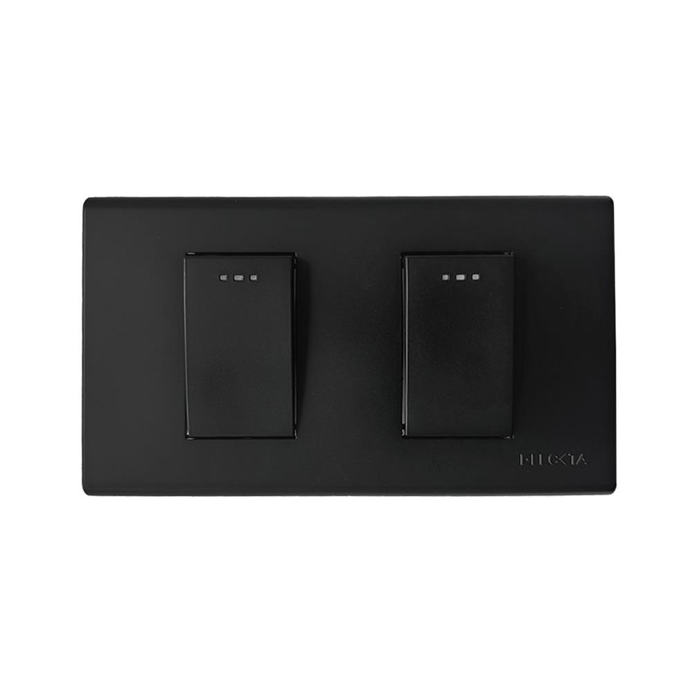 ชุดสวิตช์ 1 ทาง 2 ช่อง ELECKTA BASIC สีดำ