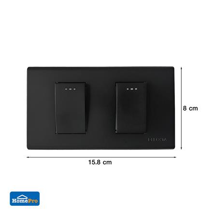 ชุดสวิตช์ 1 ทาง 2 ช่อง ELECKTA BASIC สีดำ_2