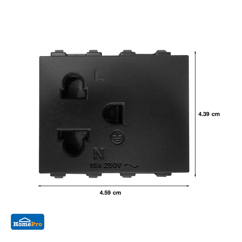 เต้ารับเดี่ยว 3 ขา 1.5 ช่อง ฺELECKTA BASIC สีดำ