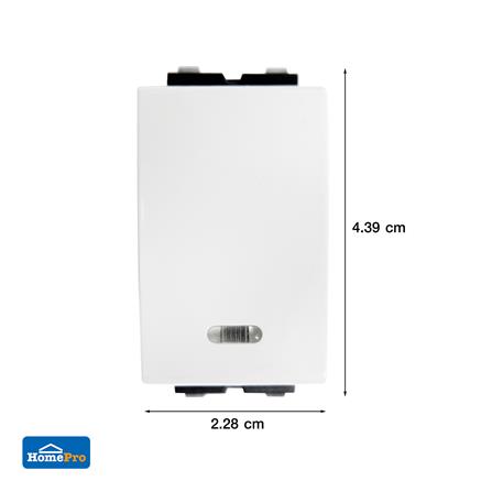 สวิตช์ 1 ทาง มีไฟ 1 ช่อง ELECKTA BASIC สีขาว_2