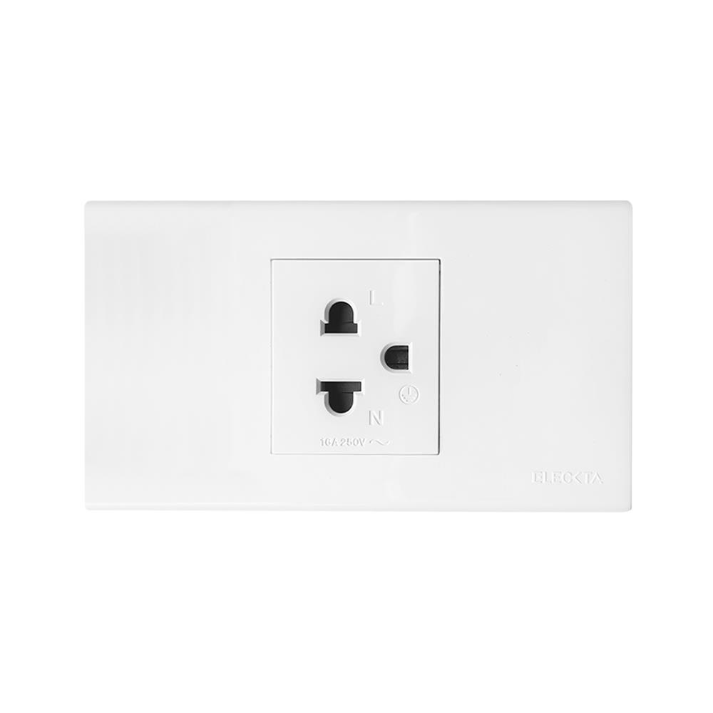 ชุดเต้ารับเดี่ยว 3 ขากลม ELECKTA BASIC สีขาว