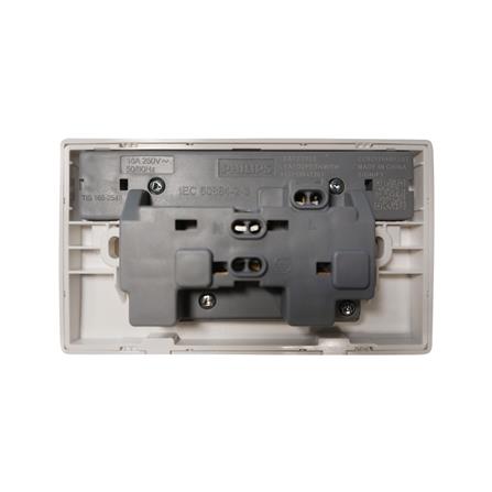 ชุดเต้ารับคู่ มีสวิตช์คุม PHILIPS LEAF สีขาว_2