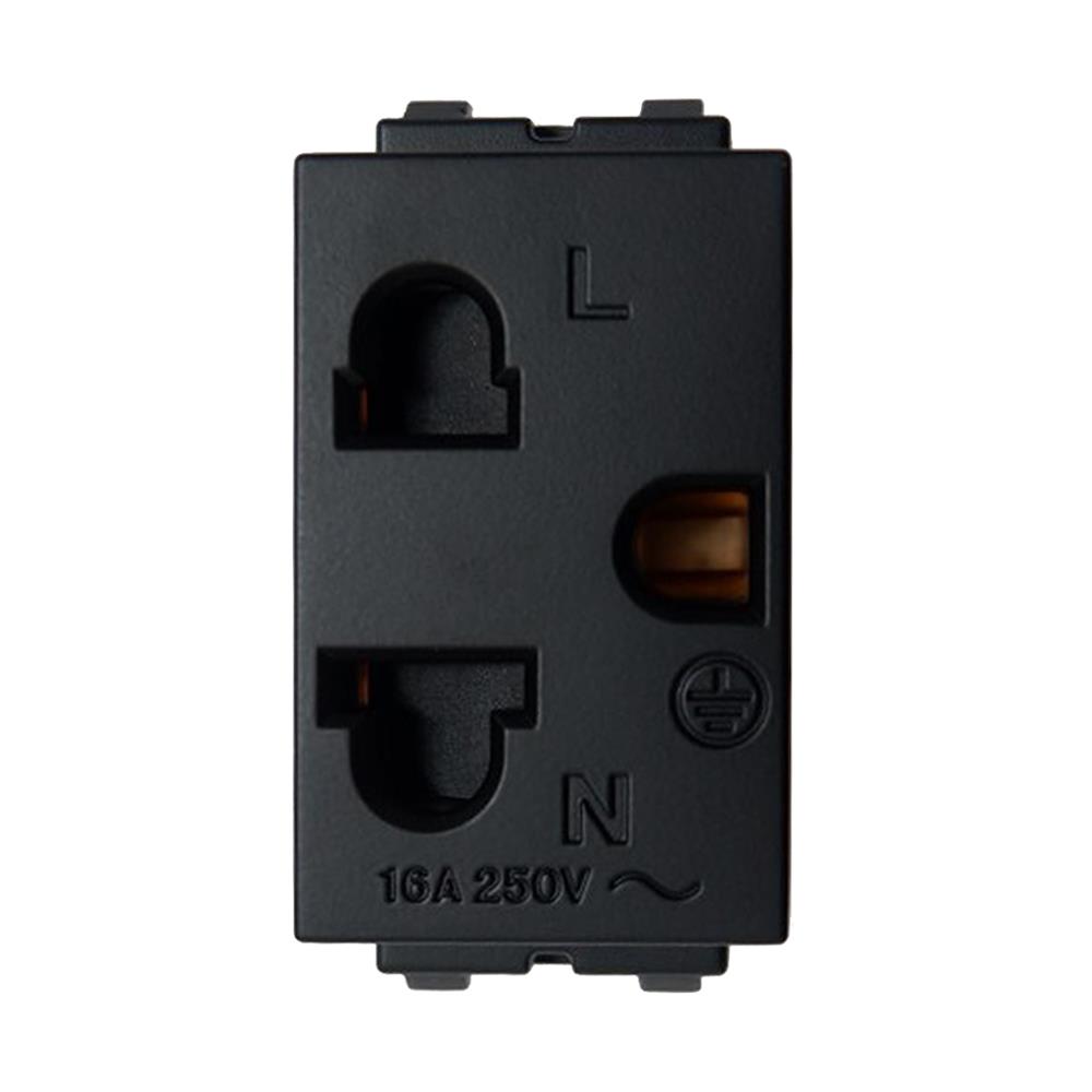 เต้ารับเดี่ยว 3 ขา 1 ช่อง ฺELECKTA BASIC สีดำ