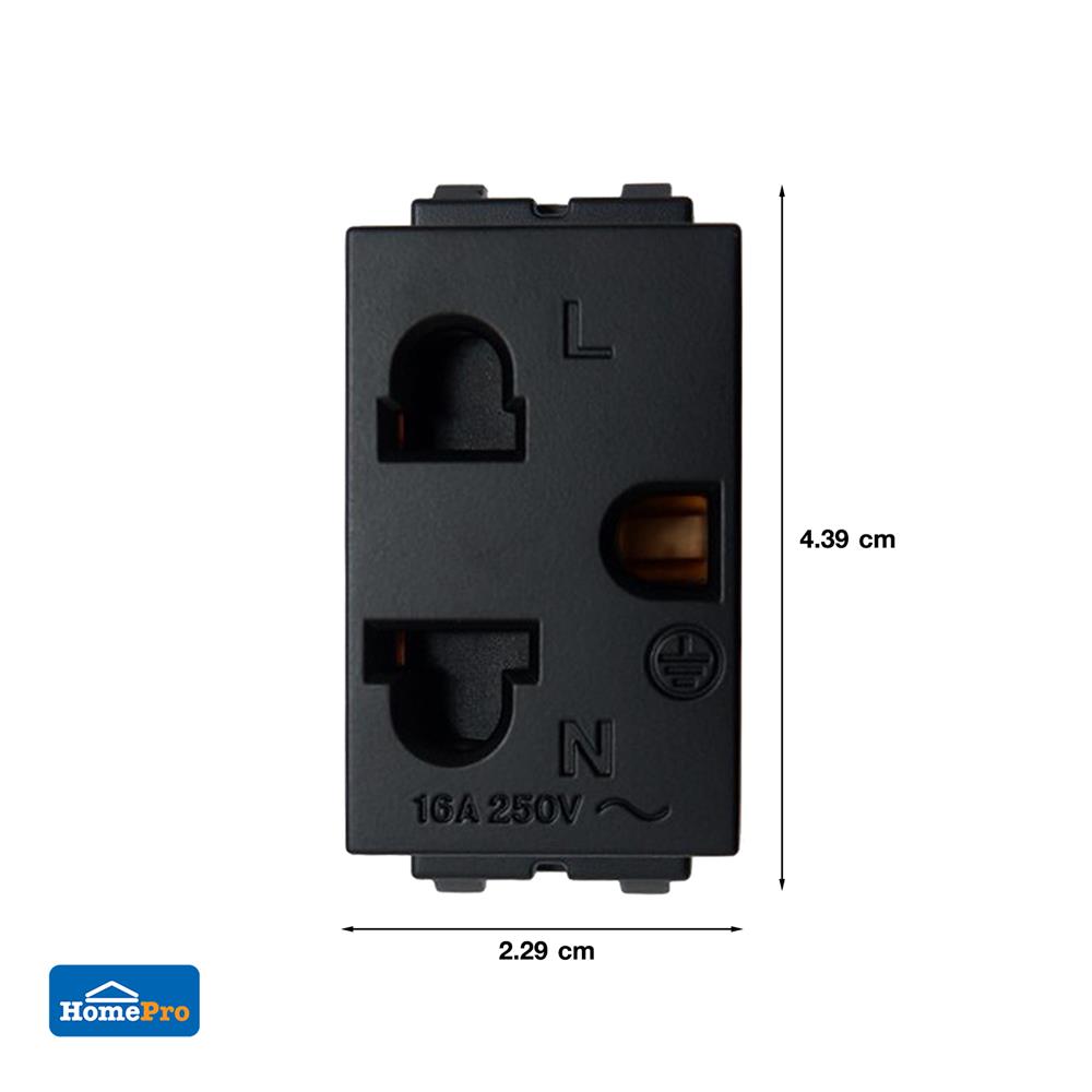 เต้ารับเดี่ยว 3 ขา 1 ช่อง ฺELECKTA BASIC สีดำ