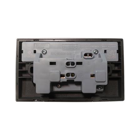 ชุดเต้ารับคู่ มีสวิตช์คุม PHILIPS LEAF สีดำ_2