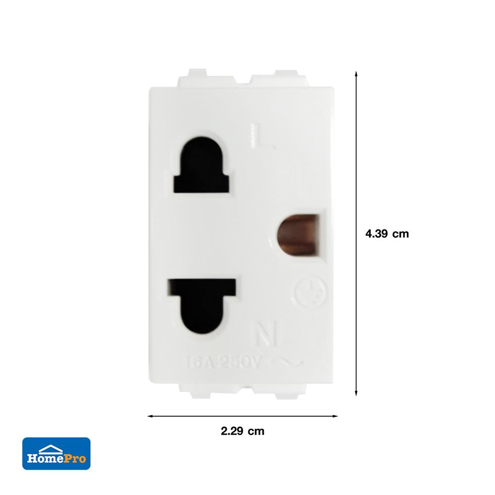 เต้ารับเดี่ยว 3 ขา 1ช่อง ELECKTA BASIC สีขาว