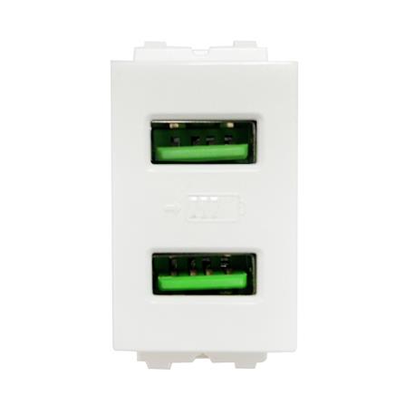 เต้ารับ USB 2 ช่อง 2.1 แอมแปร์ ELECKTA BASIC สีขาว
