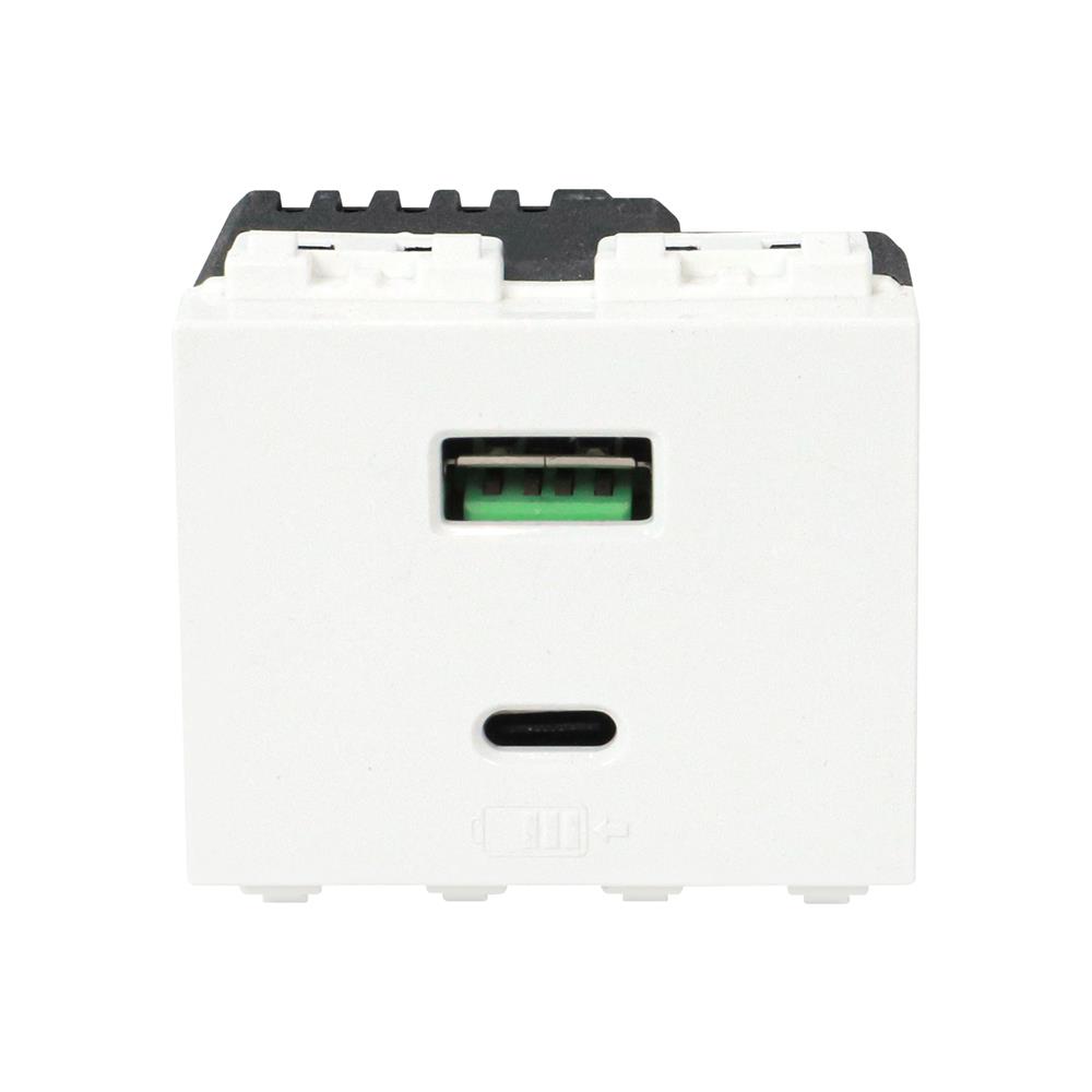 เต้ารับ USB 1 ช่อง + TYPE C 1 ช่อง ELECKTA BASIC สีขาว_1