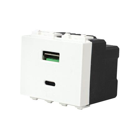 เต้ารับ USB 1 ช่อง + TYPE C 1 ช่อง ELECKTA BASIC สีขาว_2
