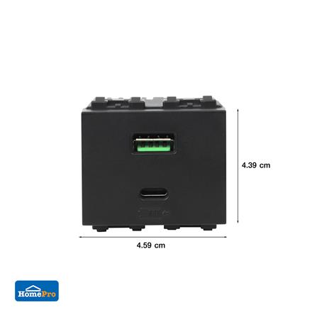 เต้ารับ USB 1 ช่อง + TYPE C 1 ช่อง ELECKTA BASIC สีดำ_5