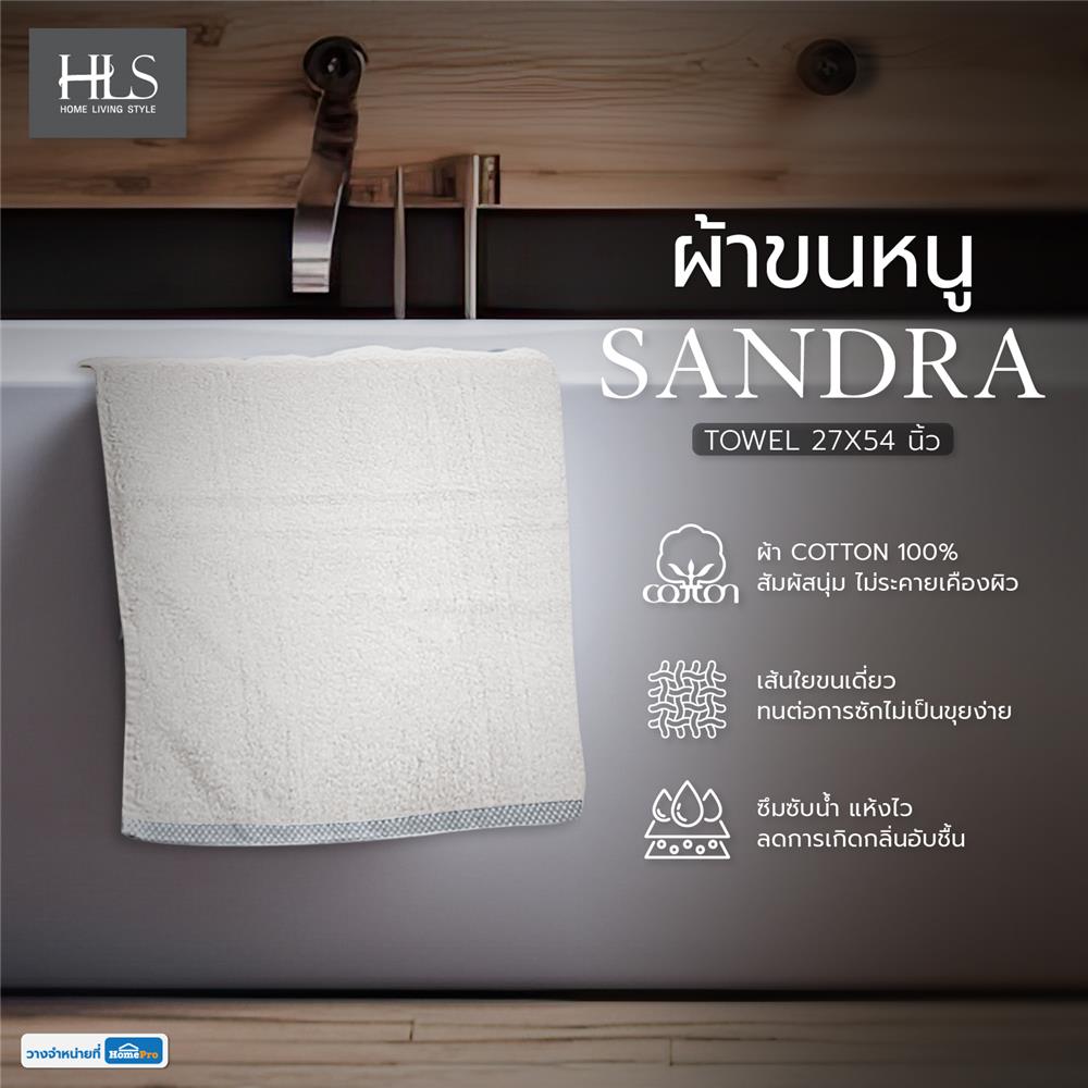 ผ้าขนหนู HOME LIVING STYLE SANDRA 27X54 นิ้ว สีเทา
