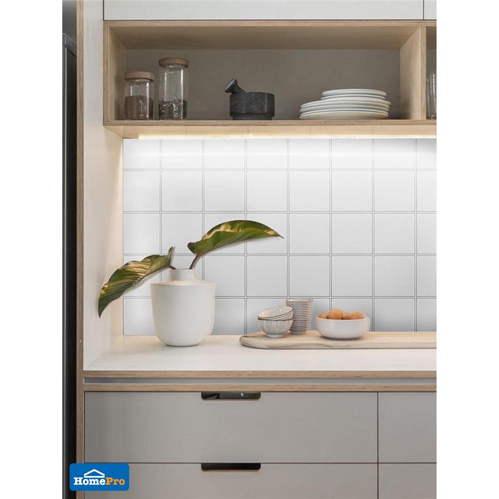 กระเบื้องผนังพอร์ซเลน 4x4 นิ้ว COTTO MT 4SR1-6110 สลิม ไวท์ PM