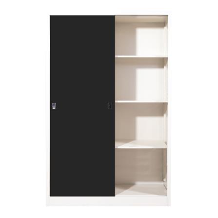 ตู้เก็บของบานเลื่อนทึบ KIOSK TM-120 สีขาว/ดำ_4