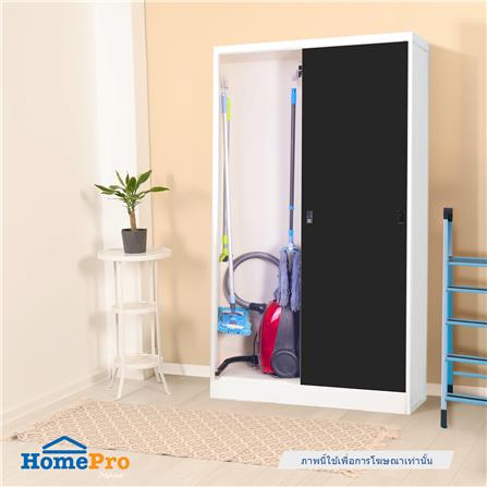 ตู้เก็บของบานเลื่อนทึบ KIOSK TM-120 สีขาว/ดำ_6