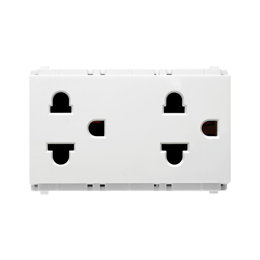 เต้ารับคู่ 3 ขา มีกราวด์ PHILIPS LEAF สีขาว