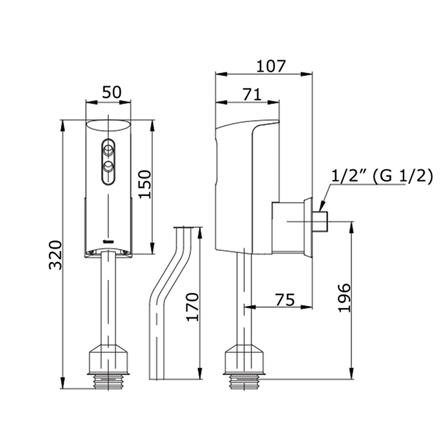 ฟลัชวาล์วโถชายท่อตรงเซนเซอร์ TOTO TS446DCR สีโครม_1