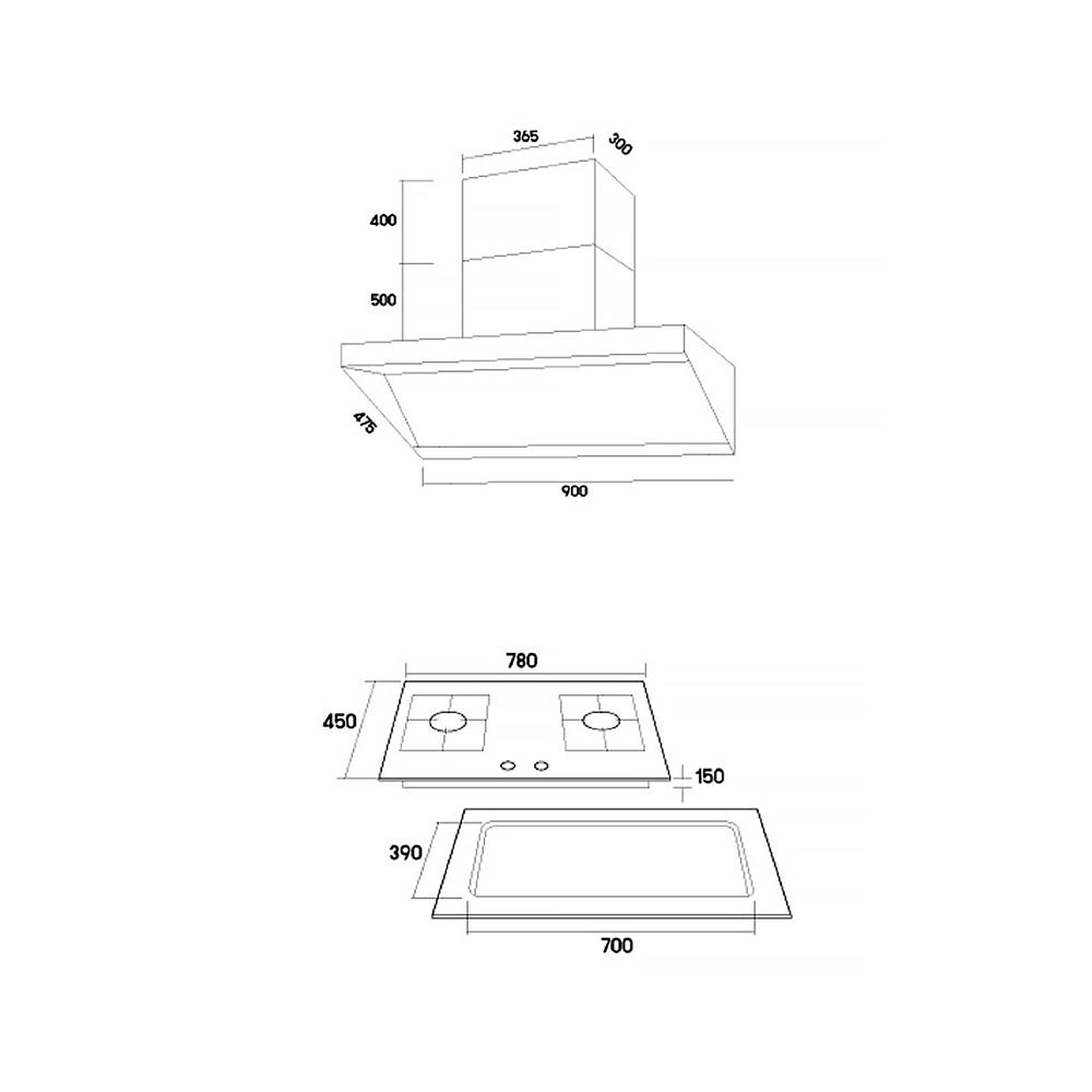 เตาฝัง+ค.ดูดควัน TECNOPLUS 04-2079-02+03-0001-2