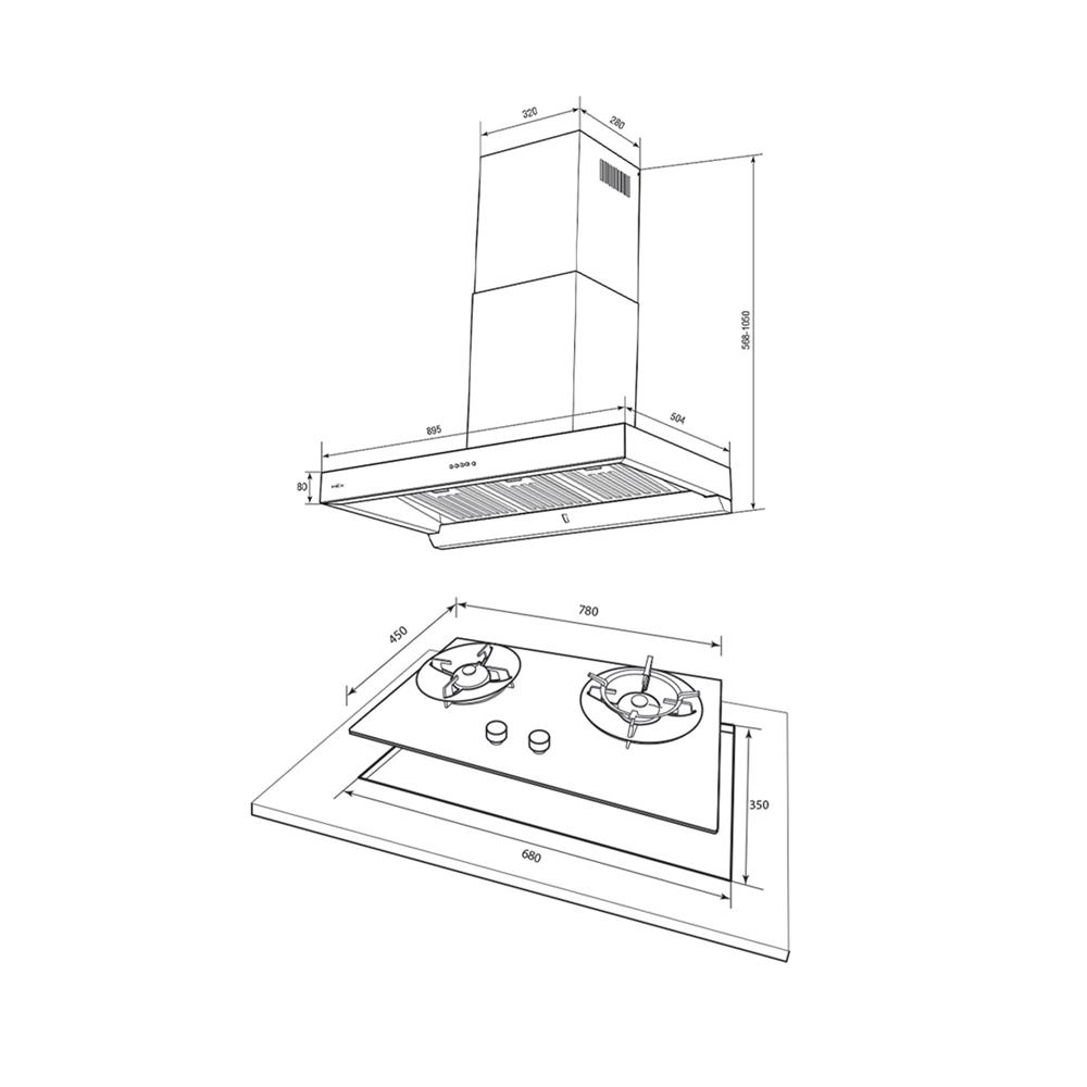 เตาฝัง+เครื่องดูดควัน MEX V7812MHR+K632BFX90