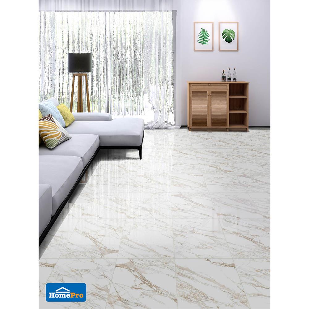 กระเบื้องพื้นพอร์ซเลน  16x16 นิ้ว COTTO โปรมาร์เบิล ขาว ExC PM 0.96 ตร.ม.