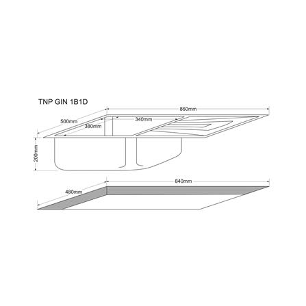 ซิงค์ฝัง 1 หลุม 1 ที่พัก TECNOPLUS GIN 1B1D GRAY สีเทา_3