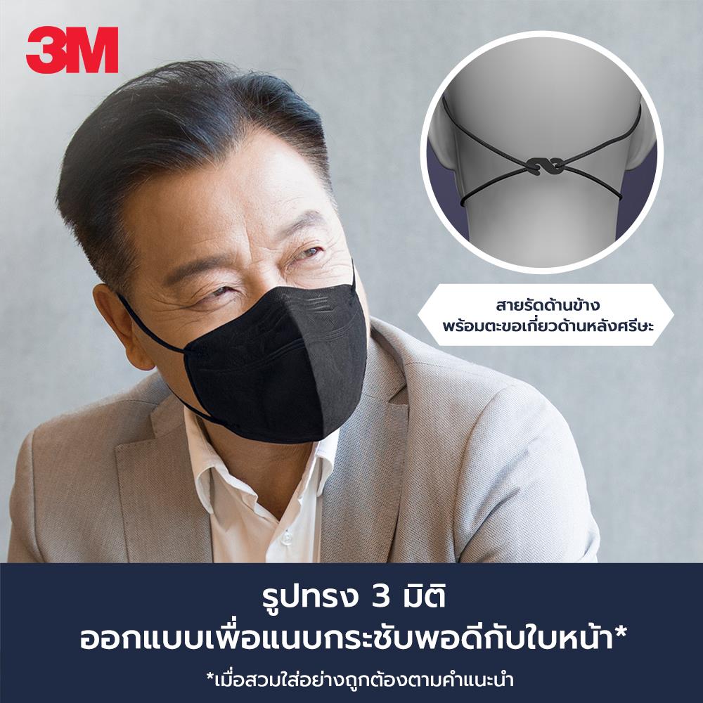 หน้ากากป้องกันฝุ่นละอองขนาดเล็ก KN95 PM 2.5 3M สีดำ 1 ชิ้น