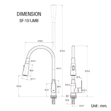 ก๊อกซิงค์เดี่ยวเคาน์เตอร์ HANG SF-151JMB_2