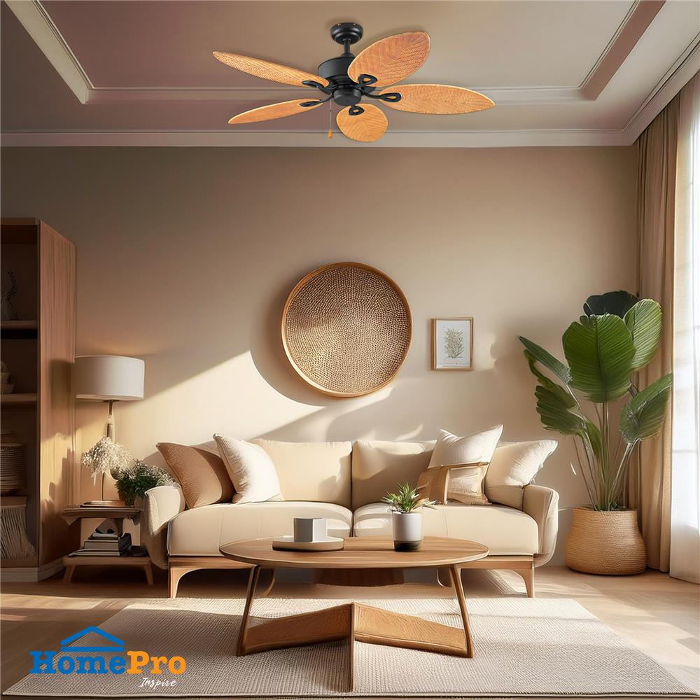 พัดลมไม่มีโคมไฟ CARINI CN01-52N CBK 52 นิ้ว 5 ใบพัด สีดำ/น้ำตาล