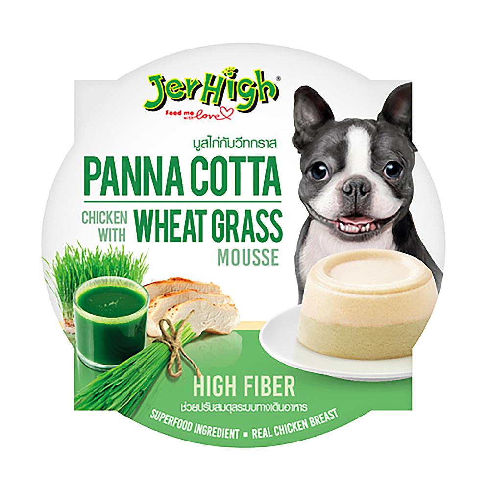 อาหารว่างสุนัข JERHIGH PANNA COTTA CHICKEN WITH WHEAT GRASS 70 ก.