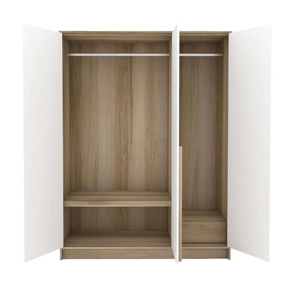 ตู้เสื้อผ้า 3 บานเปิด KONCEPT KC-PLAY WARDRE 150 ซม. สีขาว/ลินด์เบิร์กโอ๊ค