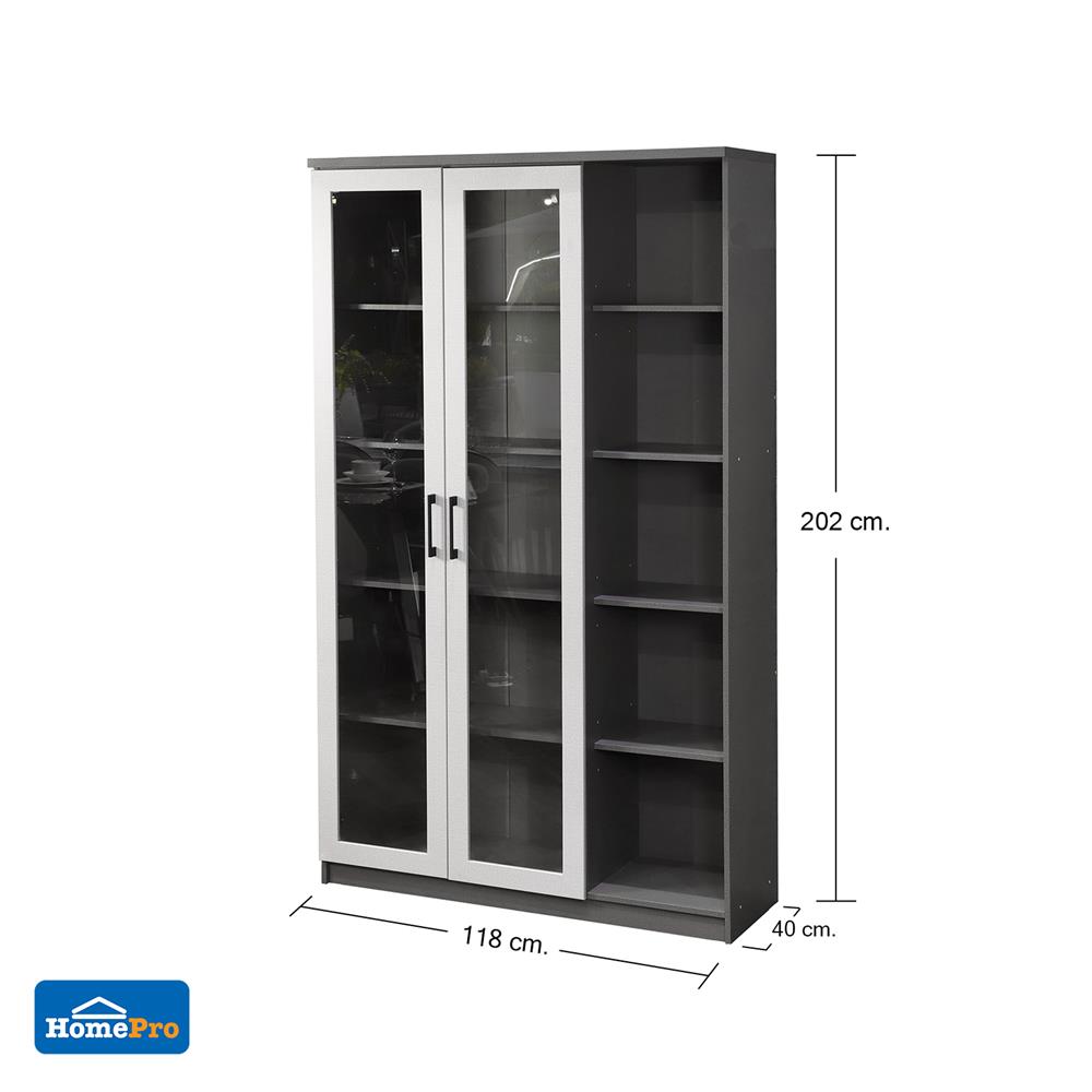 ตู้โชว์ 2 บานเปิด FURDINI ARGUS สีเทา