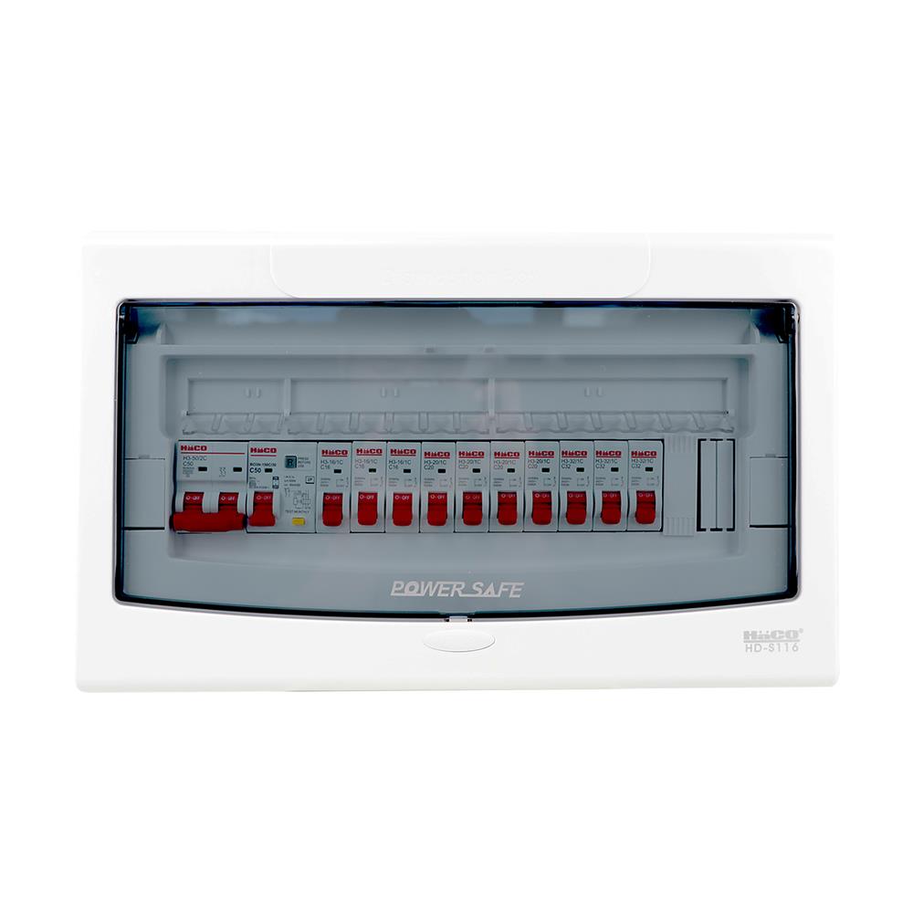 ชุดตู้คอนซูเมอร์ยูนิต 10 ช่อง เมน 50 แอมป์ พร้อมกันไฟรั่ว/ไฟดูด HACO