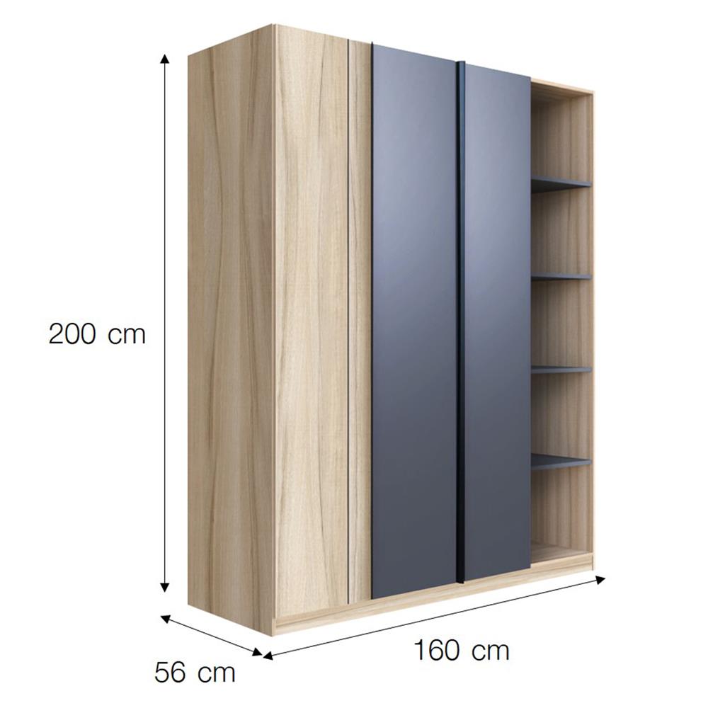 ตู้เสื้อผ้า FURDINI KNIGHT 160 ซม. NATURAL/เทาดำ