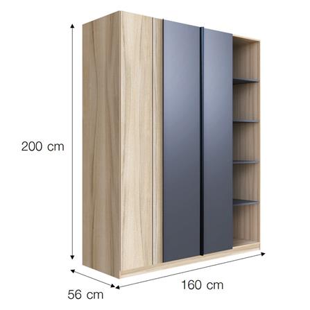 ตู้เสื้อผ้า FURDINI KNIGHT 160 ซม. NATURAL/เทาดำ_9