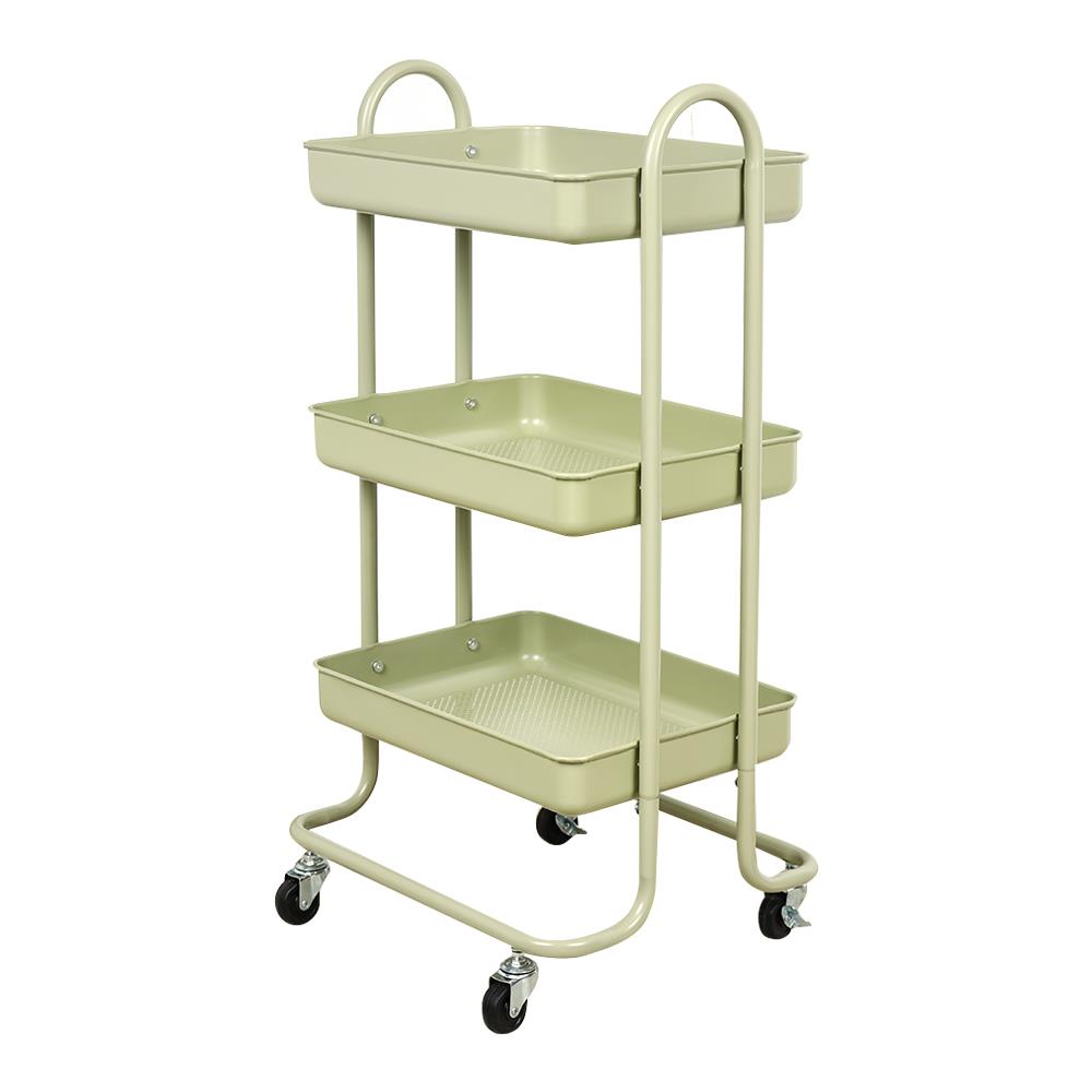 ชั้นวางของ 3 ชั้น มีล้อ STACKO ST25346 46x39.5x87 ซม. สีเขียวโอลีฟ