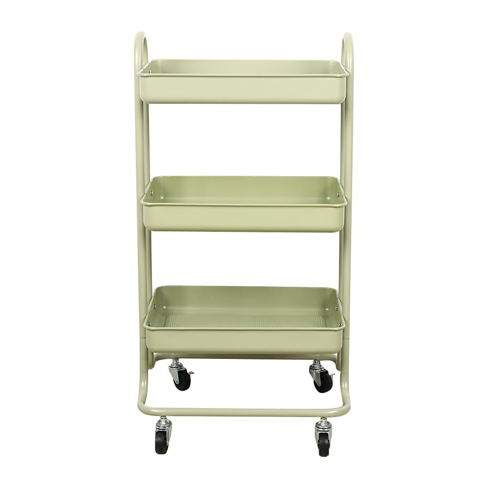 ชั้นวางของ 3 ชั้น มีล้อ STACKO ST25346 46x39.5x87 ซม. สีเขียวโอลีฟ
