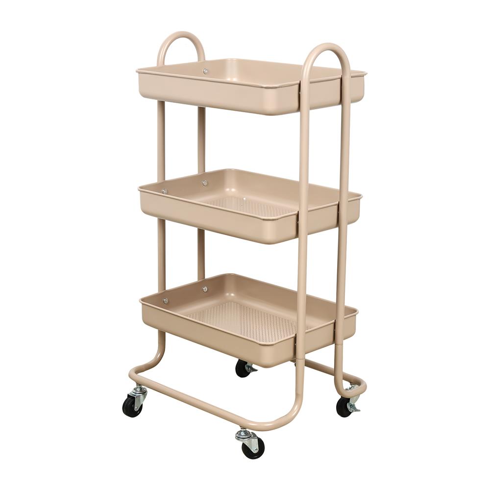 ชั้นวางของ 3 ชั้น มีล้อ STACKO ST25346 46x39.5x87 ซม. สีนู้ดเบจ